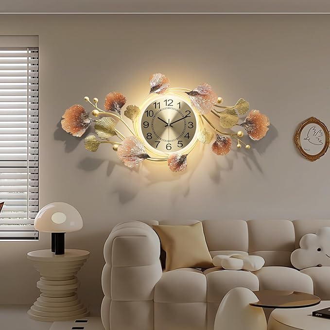 Modern 35''x20'' Metal Wall Clock Featuring a Silent Movement and Creative
