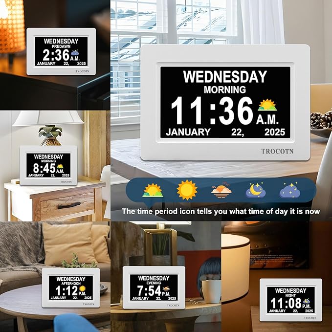 TROCOTN Dementia Clocks, Large Display Calendar Alarm Clock
