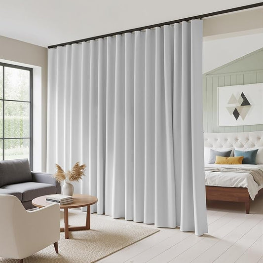 RYB HOME 100% Blackout Sliding Door Curtain, Extra Wide Room Divider Curtain