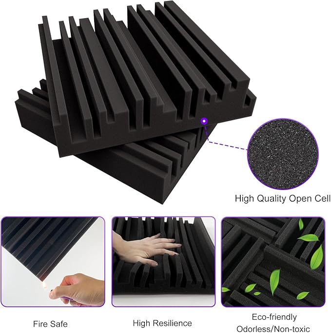 TroyStudio Thick Acoustic Foam Panels, Dense Soundproof Padding Tile, Recording