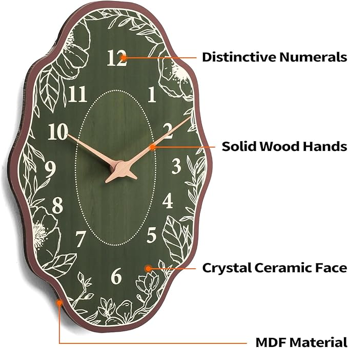 Mid Century Retro Irregular Shape Wall Clock, Silent Non-Ticking Battery