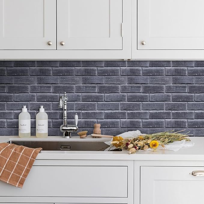 COMSTICKC 3D Faux Brick Wall Panels Peel and Stick Tiles, Small Size Thin PVC