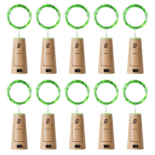 Aluan 20 LED Wine Bottle Lights, Waterproof Mini Cork Lamp, Green, Model BL00, Fairy String Lights for Party Wedding Decoration