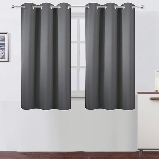 LEMOMO Frost Grey Blackout Curtains, 42 x 54 Inch Length, Grommet Bedroom &