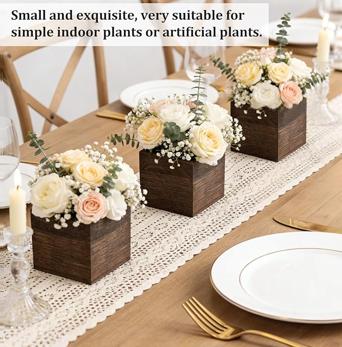 Dahey Small 4 Inch Wood Wall Hanging Planter Boxes