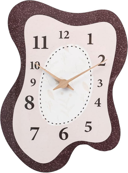 Mid Century Retro Irregular Shape Wall Clock, Silent Non-Ticking Battery