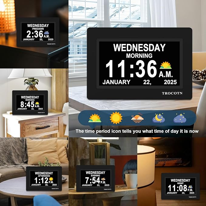 TROCOTN Dementia Clocks, Large Display Calendar Alarm Clock
