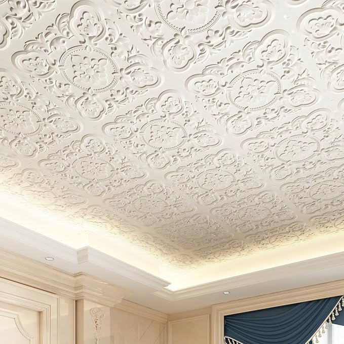Art3dwallpanels 12 Pack Drop Ceiling Tiles, 24 x 24 Inch High Grade PVC 3D Wall