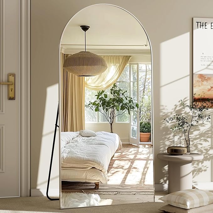 GLSLAND-30x71 inch Wall Mount Arched Full Length Mirror-Aluminum Alloy Frame