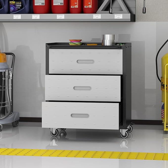 Metal Storage Cabinet with Wheels, Rolling Tool Cabinet, Garage Storage Cabinet
