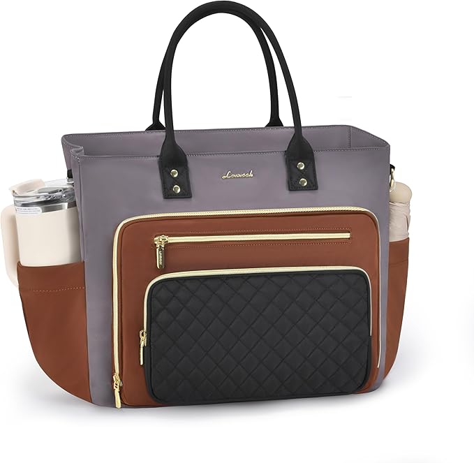 LOVEVOOK Teacher Tote Bag for Women Work, Laptop Bag Nurse Bags With Large Cup Holder, Professional Computer Briefcase Business Handbag, Diaper Bag Mother Gift, 15.6 Inch
