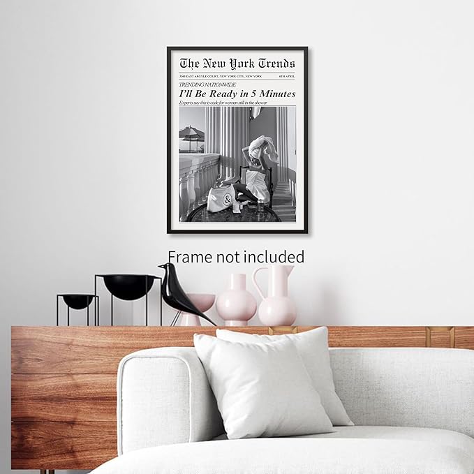 Vintage Newspaper Wall Art Trendy Black and White Aesthetic Posters Funny I'll