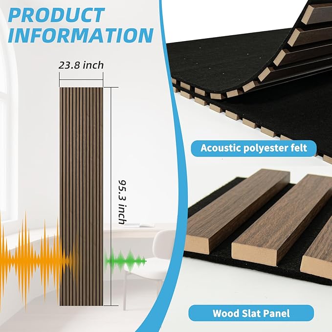 Art3d 1-Pack Acoustic Wood Slat Wall Panel