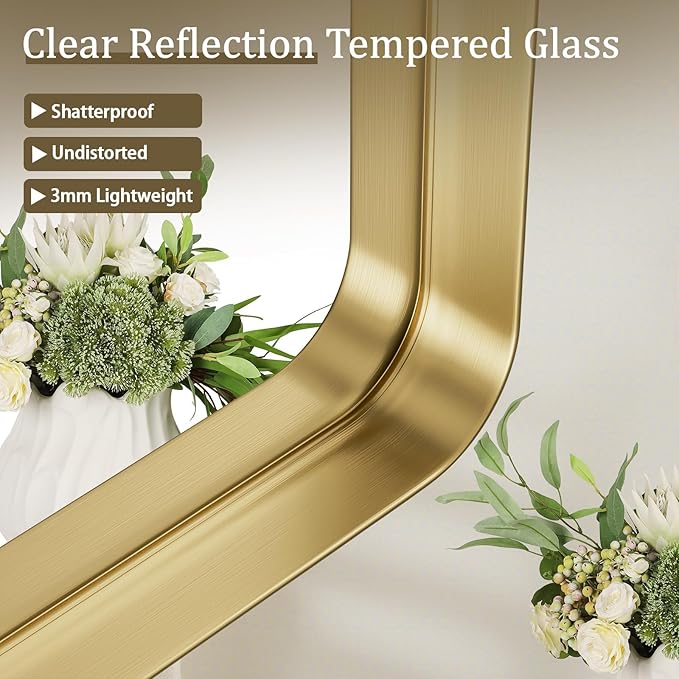 VooBang Bathroom Mirror 30x56 inch, Golg Gorgeous Deep Frame Wall Mirror
