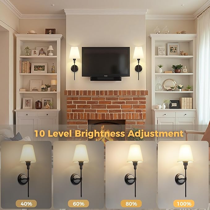 DORESshop Battery Operated Wall Sconce Set of 2, Wall Light Wireless Easy to