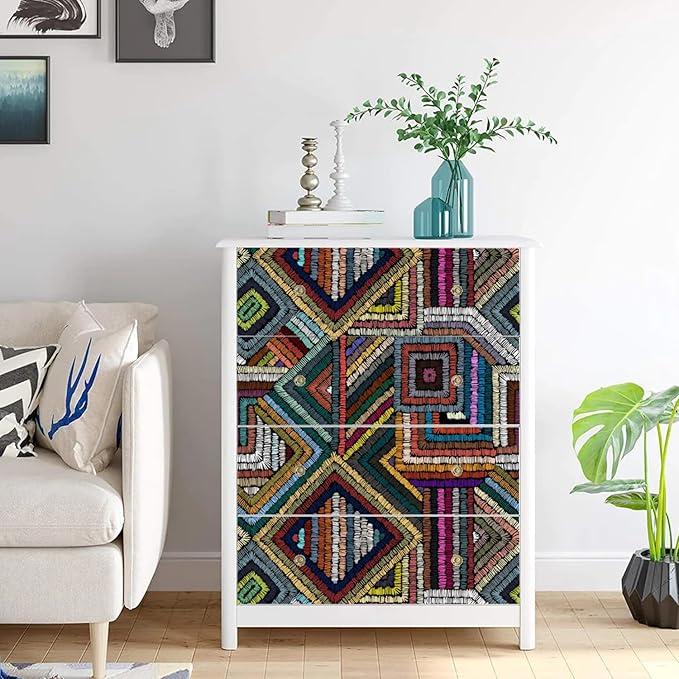 Retro Textured Peel and Stick Wallpaper Geometric Patchwork color Mosaic