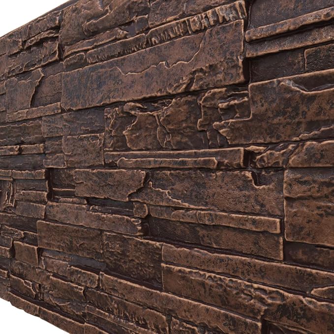 EverStone Cascade Faux Stone Panel, 48 5/8"W x 24 3/4"H x 1 1/4"D, Sequoia