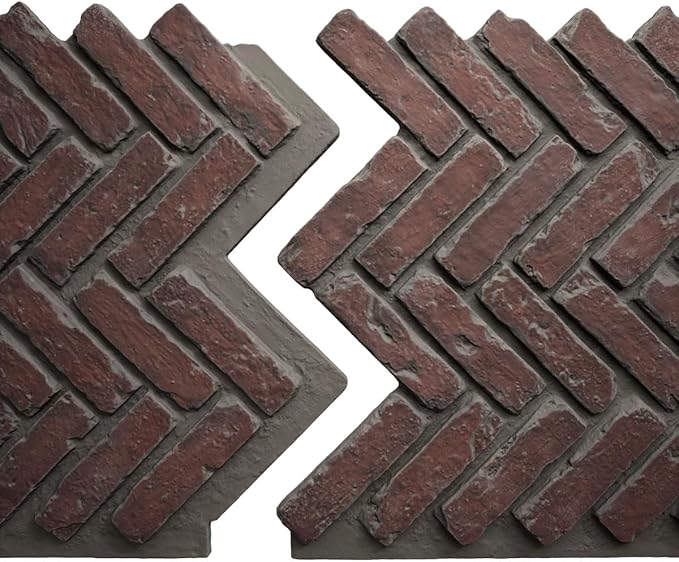 EverStone Herringbone Faux Brick Panel, 46 1/2"W x 25 1/4"H x 1"D, Stratus Color
