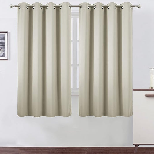 LEMOMO Light Beige Thermal Blackout Curtains/52 x 63 Inch/Set of 2 Panels Room