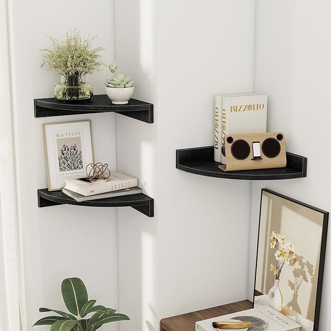Corner Shelves 3-Pack for Bathroom & Kitchen, Space-Saving Floating Corner Wall