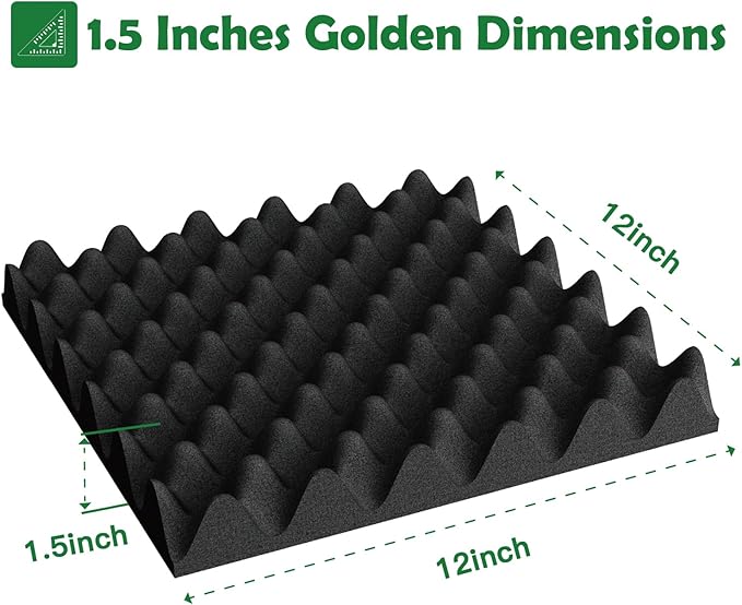 18 Pack 1.5"X12"X12" Acoustic Foam, Sound Proof Egg Crate Foam, Upgraded