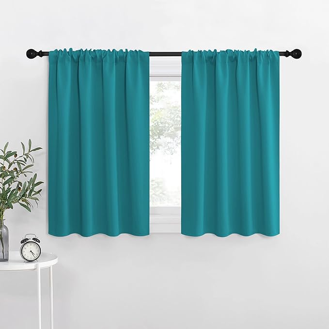 NICETOWN Kitchen Curtains, Peacock Blue, Short Blackout Curtains & Drapes