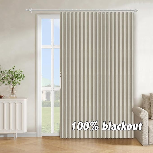 AJAZZ Blackout Accordion Door Curtain 98"x78" Cream White