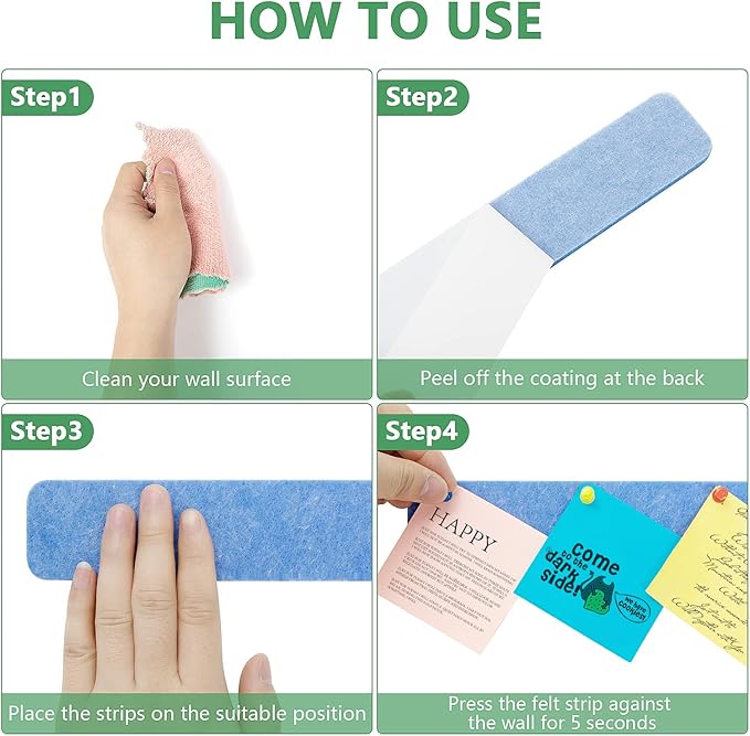8 Pcs Felt Pin Board Bar Strips Bulletin Board