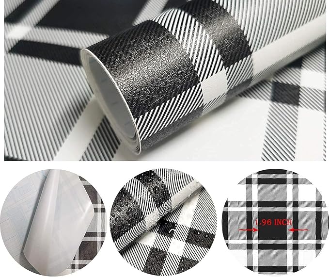 Guvana 17.7"x118" Black and White Trellis Contact Paper Peel and Stick