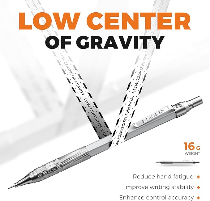 35Pcs Art Mechanical Pencil Set with Case, 0.5 0.7 0.9 2.0 Graphite Metal Drawing Drafting Pencils, Sharpener Erasers 384PCS Lead Refills (6B 4B 2B HB 2H 4H Colors)Pencils for Writing Sketching,Silver