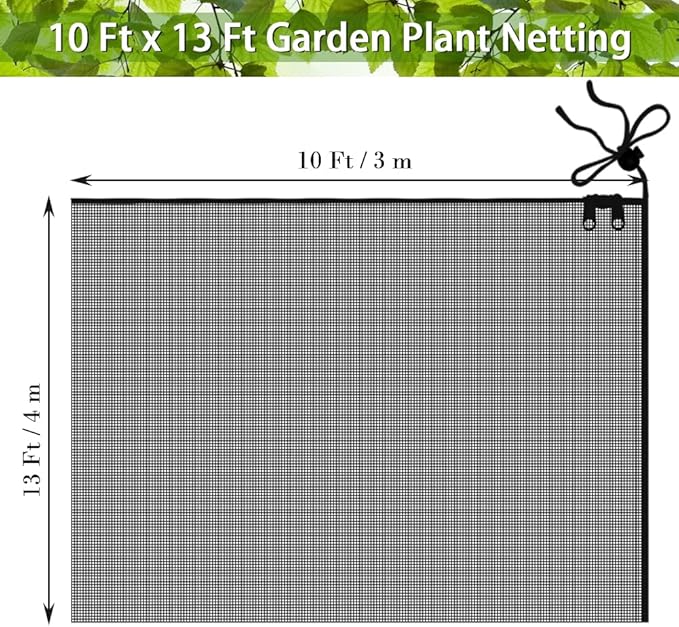 Fruit Tree Netting Covers with Zipper to Protect from Squirrels and Birds Large Netting for Fruit Trees Net Protection, Black, 10' x 13', 2 Pack
