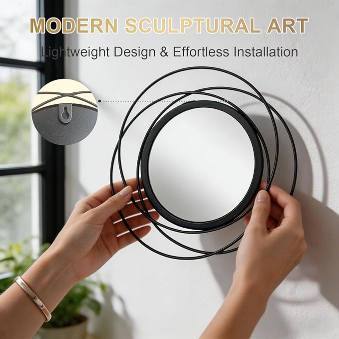 4 Piece Gold Round Wall Mirror Set Modern Metal Circle Home Decor