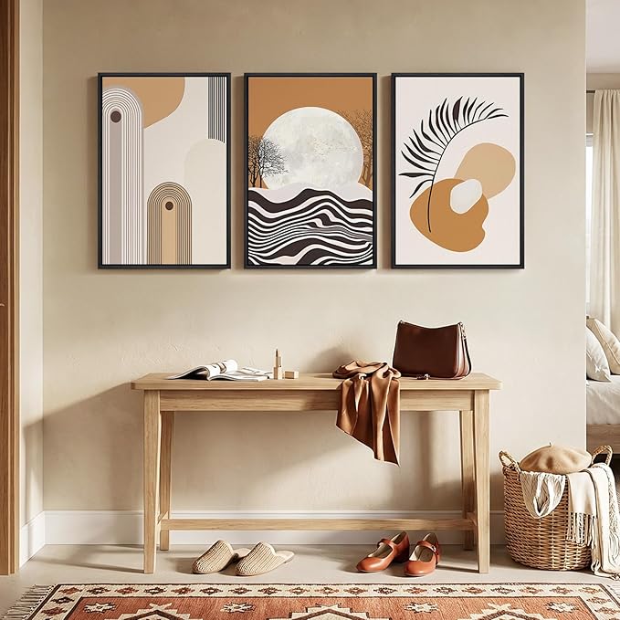 Framed Boho Mid Century Modern Wall Art