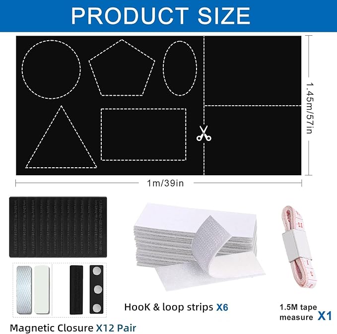 100% Blackout Blinds Magnetic Window Cover 57x40Inch, No Drill PortableCuttable