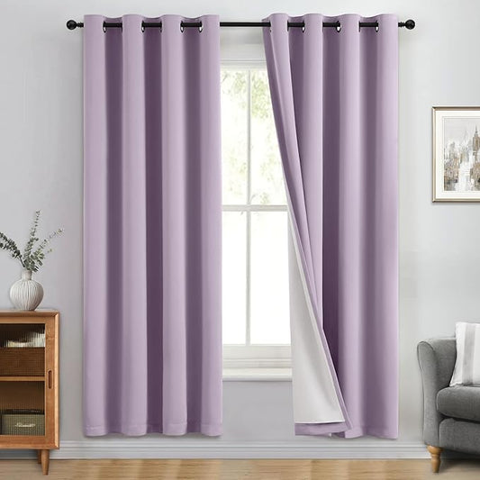 Yakamok 100% Blackout Curtain Panels 72 inches Cold and Light Blocking Drapes