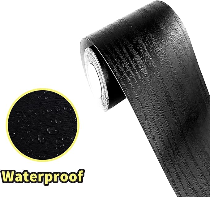 Teemall 10M Black Wood Grain Removable PVC Waterproof Border Wall Decor