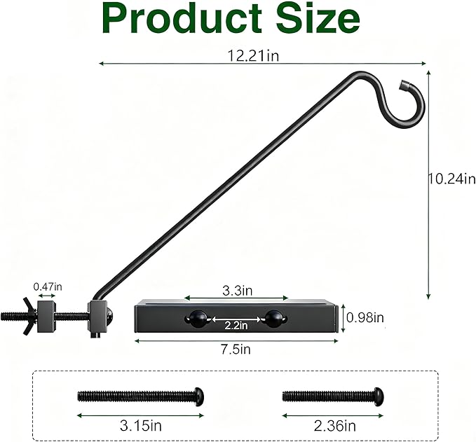 17-Inch Deck Bird Feeder Hanger for Railing, Outdoor Decor Plant Hanger, Balcony Railing Hook - 15LB Capacity - for Hanging Plants, Bird Feeders, Lanterns, Wind Chimes