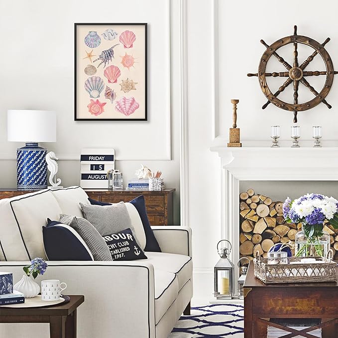 Pink Shell Posters Funky Coastal Cowgirl Wall Art Vintage Beach House