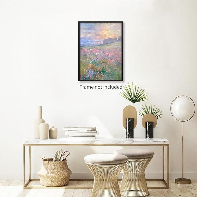 rumlud Pastel Nature Floral Poster Vintage French Country Landscape Wall Art