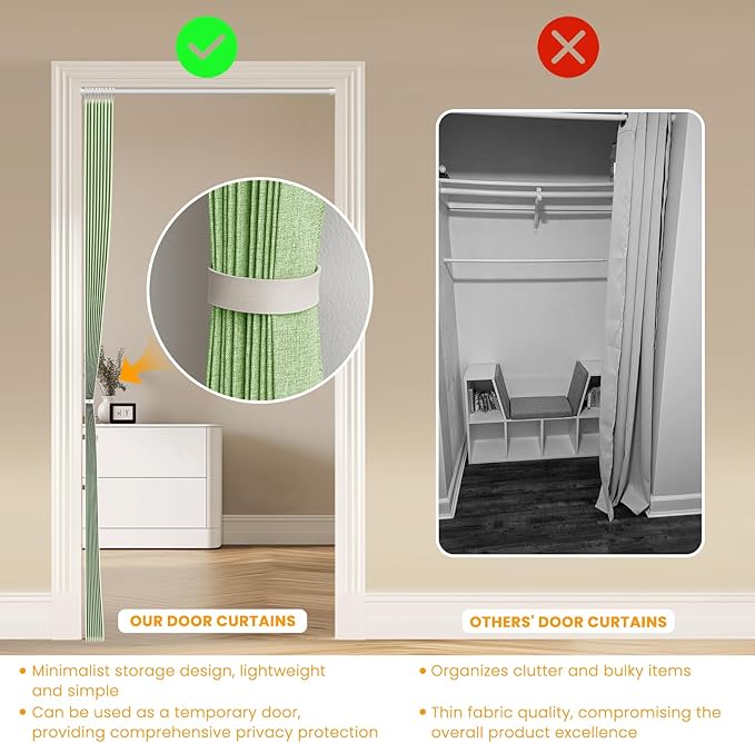 AJAZZ 100% Blackout Magnetic Door Curtain Accordion Door Accordion Doors