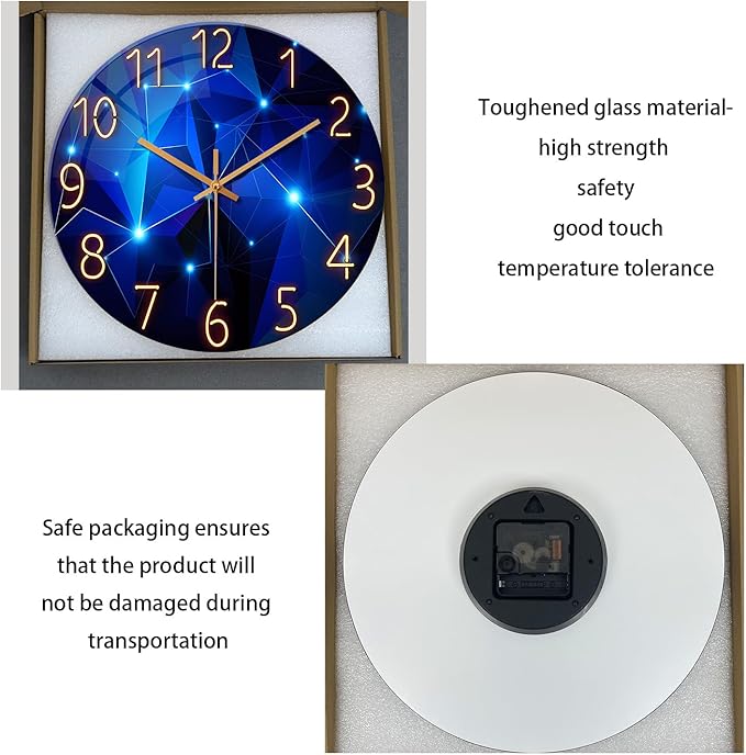 Blue Wall Clock for Living Room Decor Kitchen Wall Clocks Battery Operated 12
