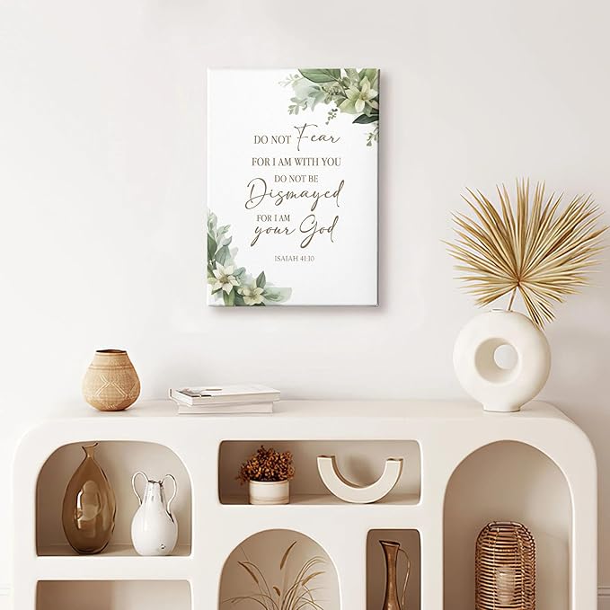 HIWX Christian Botanical Floral Wall Decor, Isaiah 41:10 Bible Verses Botanical