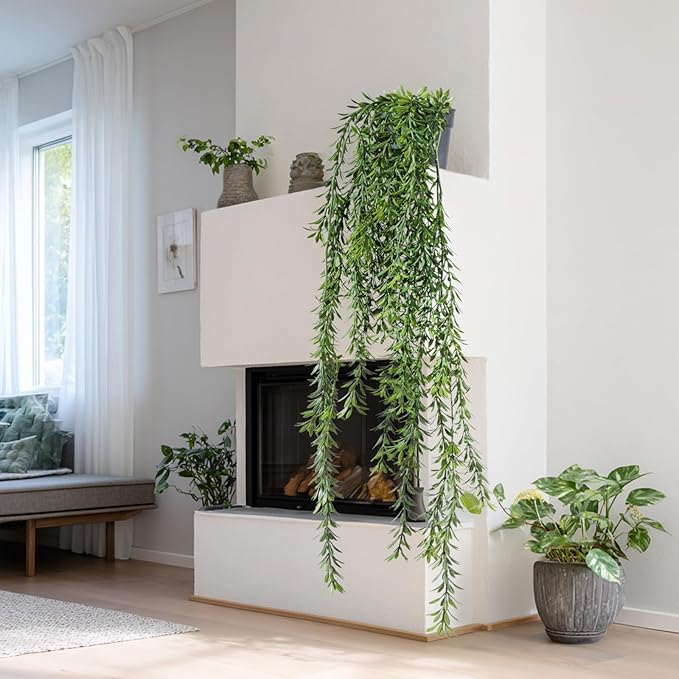 Artificial Hanging Plant 2 Pcs Faux Plant Ivy Vine Faux Eucalyptus Vines Fake