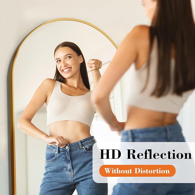 Sweetcrispy 58"x19" Arched Full Length Mirror, Leaning or Standing Full Body