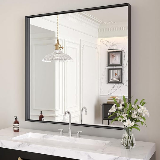 LOAAO Black Bathroom Mirror 36"X36"