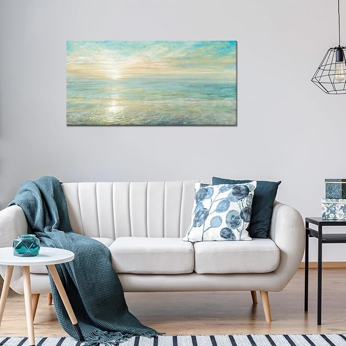 Goldfoilart Beach Sunrise Pictures Ocean Wall Art Coastal Canvas Prints Sea