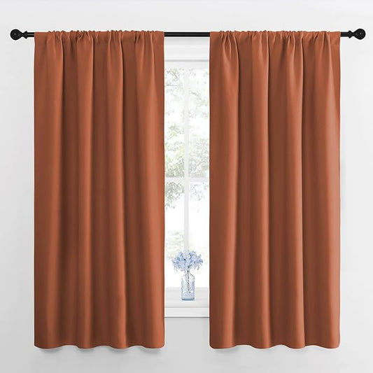 NICETOWN RV Blackout Curtains for Camper Windows, Burnt Orange, Kitchen Curtains