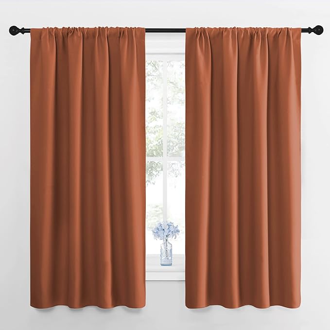NICETOWN RV Blackout Curtains for Camper Windows, Burnt Orange, Kitchen Curtains