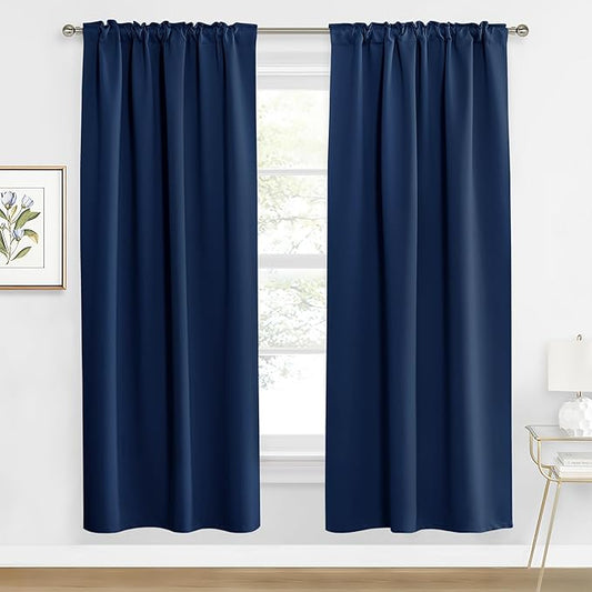 RYB HOME Blackout Curtains for Living Room, Back Tab & Rod Pocket Top