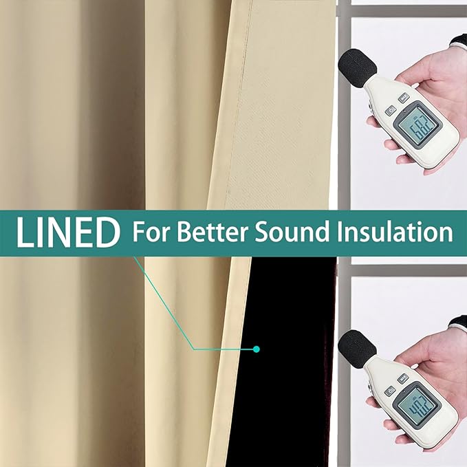 Yakamok 100% Blackout Curtains 84 Inches Long, 2 Thick Layers Heat and Full